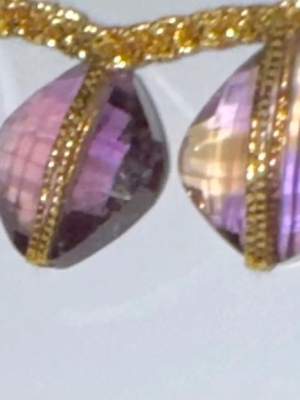 vintage Amertrine  vintage large faceted necklace purple golden highlights
